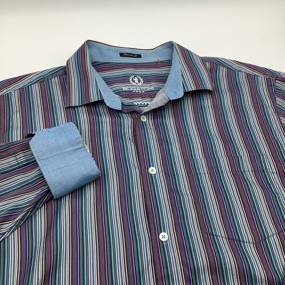 Bugatchi Mens Classic Fit Long Sleeve Button‎ Up Shirt Striped Size XL - Picture 1 of 8